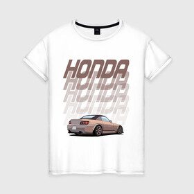 Женская футболка хлопок с принтом Honda S2000 в городе Новоалтайск, 100% хлопок | прямой крой, круглый вырез горловины, длина до линии бедер, слегка спущенное плечо | honda | lcm | low cars fun | low cars meet | s2000 | stance | авто | автомобили | атмо | машинки | машины | с2000 | стэнс | тачки | турбо | хонда