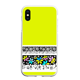 Чехол для iPhone XS Max матовый с принтом Яркий цветочный узор  в городе Новоалтайск, Силикон | Область печати: задняя сторона чехла, без боковых панелей | абстрактный | для детей | зеленый | неоновый зеленый | разноцветный | современный | цветочный узор