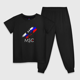 Детская пижама хлопок с принтом Russia | Our Side (New 2022/23) в городе Новоалтайск, 100% хлопок |  брюки и футболка прямого кроя, без карманов, на брюках мягкая резинка на поясе и по низу штанин
 | 0x000000123 | black collection | moscow side | msc side | russia | white collection | белая коллекция | герб | россия | футболка россия | чёрная коллекция