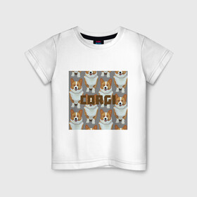 Детская футболка хлопок с принтом Corgi dog в городе Новоалтайск, 100% хлопок | круглый вырез горловины, полуприлегающий силуэт, длина до линии бедер | картинка | корги | мультфильм. | надпись | собака
