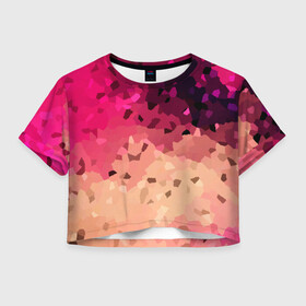 Женская футболка Crop-top 3D с принтом Бежево-малиновый абстрактный  в городе Новоалтайск, 100% полиэстер | круглая горловина, длина футболки до линии талии, рукава с отворотами | абстрактный | бежевый | камуфляжный | летний | малиновый | модный | паттерн | современный | текстура | фуксия
