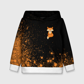 Детская толстовка 3D с принтом Foxy - Paint в городе Новоалтайск, 100% полиэстер | двухслойный капюшон со шнурком для регулировки, мягкие манжеты на рукавах и по низу толстовки, спереди карман-кенгуру с мягким внутренним слоем | Тематика изображения на принте: fox | foxy | взрыв | животные | краска | лиенок | лис | лиса | лисами | лисий | лисичка | лисичкой | лисой | лисы | милая | милота | милые | рыжая | рыжие