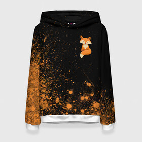 Женская толстовка 3D с принтом Foxy - Paint в городе Новоалтайск, 100% полиэстер  | двухслойный капюшон со шнурком для регулировки, мягкие манжеты на рукавах и по низу толстовки, спереди карман-кенгуру с мягким внутренним слоем. | fox | foxy | взрыв | животные | краска | лиенок | лис | лиса | лисами | лисий | лисичка | лисичкой | лисой | лисы | милая | милота | милые | рыжая | рыжие
