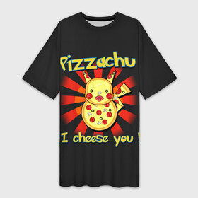 Платье-футболка 3D с принтом Пиццачу в городе Новоалтайск,  |  | anime | pikachu | pizza | pokemon | poket monster | poketmon | аниме | анимэ | карманные монстры | пикачу | пицца | покемон