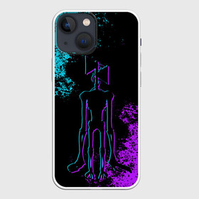 Чехол для iPhone 13 mini с принтом НЕОНОВЫЙ СИРЕНОГОЛОВЫЙ в городе Новоалтайск,  |  | Тематика изображения на принте: neon | siren head | игра | монстр | неон | сиреноголовый | существо | хоррор