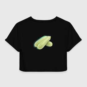Женская футболка Crop-top 3D с принтом Народный кошмар, Кабачки в городе Новоалтайск, 100% полиэстер | круглая горловина, длина футболки до линии талии, рукава с отворотами | Тематика изображения на принте: бесполезный овощ | кабачки | консервация | мама передала | мемы | нашествие кабачков