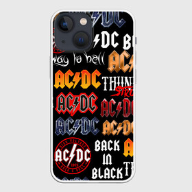 Чехол для iPhone 13 mini с принтом AC DC LOGOBOMBING в городе Новоалтайск,  |  | ac dc | angus young. | back in black | brian johnson | hells bells | highway to hell | rock | thunderstruck | tnt | ангус янг | брайан джонсон | группа | музыка | рок | эйси диси