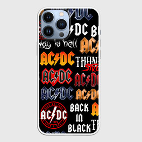 Чехол для iPhone 13 Pro Max с принтом AC DC LOGOBOMBING в городе Новоалтайск,  |  | Тематика изображения на принте: ac dc | angus young. | back in black | brian johnson | hells bells | highway to hell | rock | thunderstruck | tnt | ангус янг | брайан джонсон | группа | музыка | рок | эйси диси
