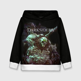 Детская толстовка 3D с принтом Гнев Войны | Darksiders (Z) в городе Новоалтайск, 100% полиэстер | двухслойный капюшон со шнурком для регулировки, мягкие манжеты на рукавах и по низу толстовки, спереди карман-кенгуру с мягким внутренним слоем | darksiders | darksiders 2 | darksiders 3 | ulthane | wrath of war | всадник апокалипсиса | гнев войны | обугленный совет | руина | ультэйн