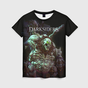 Женская футболка 3D с принтом Гнев Войны | Darksiders (Z) в городе Новоалтайск, 100% полиэфир ( синтетическое хлопкоподобное полотно) | прямой крой, круглый вырез горловины, длина до линии бедер | darksiders | darksiders 2 | darksiders 3 | ulthane | wrath of war | всадник апокалипсиса | гнев войны | обугленный совет | руина | ультэйн