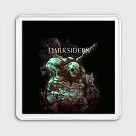 Магнит 55*55 с принтом Гнев Войны | Darksiders (Z) в городе Новоалтайск, Пластик | Размер: 65*65 мм; Размер печати: 55*55 мм | darksiders | darksiders 2 | darksiders 3 | ulthane | wrath of war | всадник апокалипсиса | гнев войны | обугленный совет | руина | ультэйн