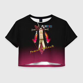 Женская футболка Crop-top 3D с принтом Дракуль Михок One Piece в городе Новоалтайск, 100% полиэстер | круглая горловина, длина футболки до линии талии, рукава с отворотами | anime | dracule mihawk | manga | one piece | аниме | большой куш | в шляпе с пером | ван пис | величайший мечник в мире | вон пис | дракуль михок | король пиратов | манга | мечник | пират | с крестом | ситибукай