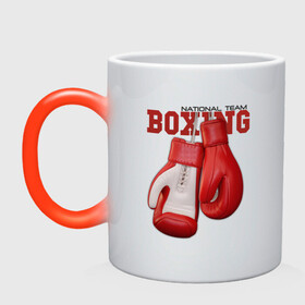 Кружка хамелеон с принтом BOXING в городе Новоалтайск, керамика | меняет цвет при нагревании, емкость 330 мл | box | boxing | fighter | figt | mma | national | sport | team | боец | бои | бокс | боксер | единоборства | перчатки | сборная | спорт