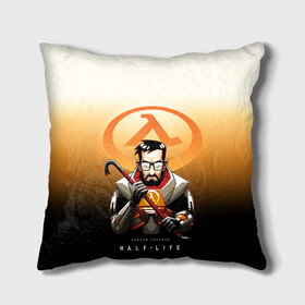 Подушка 3D с принтом FREEMAN | HALF-LIFE (Z) в городе Новоалтайск, наволочка – 100% полиэстер, наполнитель – холлофайбер (легкий наполнитель, не вызывает аллергию). | состоит из подушки и наволочки. Наволочка на молнии, легко снимается для стирки | aperture laboratories | black mesa | gordon freeman | half life | half life 3 | valve | блэк меса | вэлв | гордон фриман | халф лайф