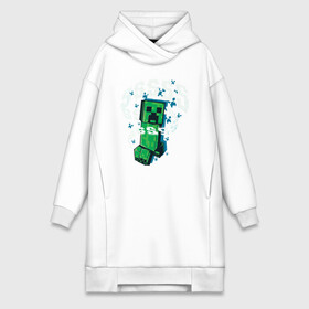 Платье-худи хлопок с принтом Крипер | Creeper | Minecraft в городе Новоалтайск,  |  | creeper | minecraft | sss | выживай | зеленый | исследуй | крип | крипер | майнкрафт | меч | создавай