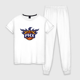 Женская пижама хлопок с принтом Phoenix Suns в городе Новоалтайск, 100% хлопок | брюки и футболка прямого кроя, без карманов, на брюках мягкая резинка на поясе и по низу штанин | basketball | mvp | nba | phoenix | sport | streetball | suns | аризона | баскетбол | игра | крис пол | мяч | нба | санс | спорт | стритбол | тренер | финикс | чемпион