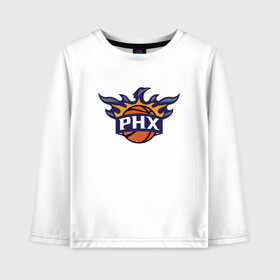 Детский лонгслив хлопок с принтом Phoenix Suns в городе Новоалтайск, 100% хлопок | круглый вырез горловины, полуприлегающий силуэт, длина до линии бедер | basketball | mvp | nba | phoenix | sport | streetball | suns | аризона | баскетбол | игра | крис пол | мяч | нба | санс | спорт | стритбол | тренер | финикс | чемпион