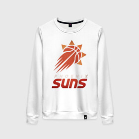 Женский свитшот хлопок с принтом Suns Basketball в городе Новоалтайск, 100% хлопок | прямой крой, круглый вырез, на манжетах и по низу широкая трикотажная резинка  | basketball | mvp | nba | phoenix | sport | streetball | suns | аризона | баскетбол | игра | крис пол | мяч | нба | санс | спорт | стритбол | тренер | финикс | чемпион
