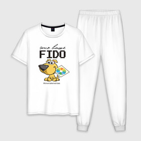 Мужская пижама хлопок с принтом Это ваше FIDO в городе Новоалтайск, 100% хлопок | брюки и футболка прямого кроя, без карманов, на брюках мягкая резинка на поясе и по низу штанин
 | disk | dog | fidonet | message | network | диск | сеть | собака | сообщение | фидонет