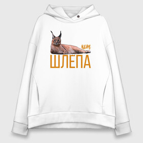 Женское худи Oversize хлопок с принтом Большой кот Шлёпа в городе Новоалтайск, френч-терри — 70% хлопок, 30% полиэстер. Мягкий теплый начес внутри —100% хлопок | боковые карманы, эластичные манжеты и нижняя кромка, капюшон на магнитной кнопке | flopa | floppa | каракал | кот мем | мем с котом | русский кот | шлёпа