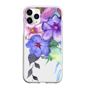 Чехол для iPhone 11 Pro матовый с принтом Акварель цветы в городе Новоалтайск, Силикон |  | flowers | акварель | букет | синий | цветы