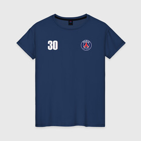 Женская футболка хлопок с принтом PSG | Leo Messi 30 (New 2022/23) в городе Новоалтайск, 100% хлопок | прямой крой, круглый вырез горловины, длина до линии бедер, слегка спущенное плечо | 0x000000123 | 30 | messi | neymar | paris saint germain | psg | месси | нейимар | псж