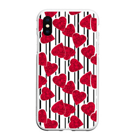Чехол для iPhone XS Max матовый с принтом Полосатый узор сердце  в городе Новоалтайск, Силикон | Область печати: задняя сторона чехла, без боковых панелей | детский | красный | красный и черный | любовь | мраморное сердце | полосатый узор | полосы | сердце | черные полосы