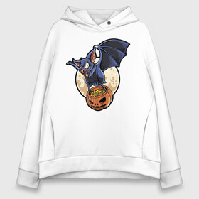 Женское худи Oversize хлопок с принтом Halloween в городе Новоалтайск, френч-терри — 70% хлопок, 30% полиэстер. Мягкий теплый начес внутри —100% хлопок | боковые карманы, эластичные манжеты и нижняя кромка, капюшон на магнитной кнопке | bat | eyes | flight | halloween | holiday | jaw | moon | pumpkin | smile | wings | глаза | крылья | летучая мышь | луна | пасть | полёт | праздник | тыква | улыбка | хэллоуин
