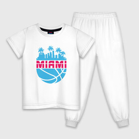 Детская пижама хлопок с принтом Miami в городе Новоалтайск, 100% хлопок |  брюки и футболка прямого кроя, без карманов, на брюках мягкая резинка на поясе и по низу штанин
 | basketball | miami heat | mvp | nba | sport | streetball | аризона | баскетбол | батлер | игра | майами хит | мяч | нба | спорт | стритбол | тренер | чемпион