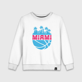 Детский свитшот хлопок с принтом Miami в городе Новоалтайск, 100% хлопок | круглый вырез горловины, эластичные манжеты, пояс и воротник | basketball | miami heat | mvp | nba | sport | streetball | аризона | баскетбол | батлер | игра | майами хит | мяч | нба | спорт | стритбол | тренер | чемпион