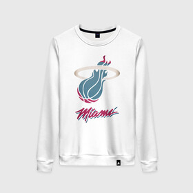 Женский свитшот хлопок с принтом Miami Heat в городе Новоалтайск, 100% хлопок | прямой крой, круглый вырез, на манжетах и по низу широкая трикотажная резинка  | basketball | miami heat | mvp | nba | sport | streetball | баскетбол | батлер | игра | майами хит | мяч | нба | спорт | стритбол | тренер | чемпион
