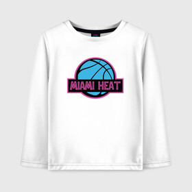 Детский лонгслив хлопок с принтом Miami Basketball в городе Новоалтайск, 100% хлопок | круглый вырез горловины, полуприлегающий силуэт, длина до линии бедер | basketball | miami heat | mvp | nba | sport | streetball | wade | баскетбол | батлер | дуэйн уэйд | игра | майами хит | мяч | нба | спорт | стритбол | тренер | чемпион