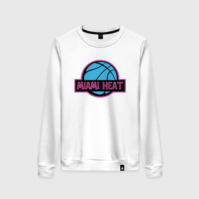 Женский свитшот хлопок с принтом Miami Basketball в городе Новоалтайск, 100% хлопок | прямой крой, круглый вырез, на манжетах и по низу широкая трикотажная резинка  | basketball | miami heat | mvp | nba | sport | streetball | wade | баскетбол | батлер | дуэйн уэйд | игра | майами хит | мяч | нба | спорт | стритбол | тренер | чемпион