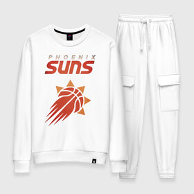 Женский костюм хлопок с принтом Phoenix Suns в городе Новоалтайск, 100% хлопок | на свитшоте круглая горловина, мягкая резинка по низу. Брюки заужены к низу, на них два вида карманов: два 