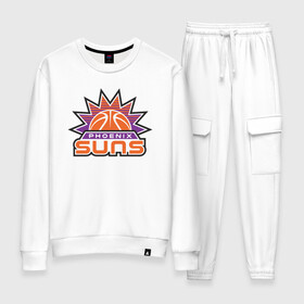 Женский костюм хлопок с принтом Phoenix Suns в городе Новоалтайск, 100% хлопок | на свитшоте круглая горловина, мягкая резинка по низу. Брюки заужены к низу, на них два вида карманов: два 