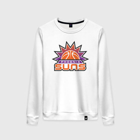Женский свитшот хлопок с принтом Phoenix Suns в городе Новоалтайск, 100% хлопок | прямой крой, круглый вырез, на манжетах и по низу широкая трикотажная резинка  | basketball | mvp | nba | phoenix | sport | streetball | suns | аризона | баскетбол | игра | крис пол | мяч | нба | санс | спорт | стритбол | тренер | финикс | чемпион