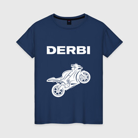 Женская футболка хлопок с принтом DERBI / ДЕРБИ / MOTO в городе Новоалтайск, 100% хлопок | прямой крой, круглый вырез горловины, длина до линии бедер, слегка спущенное плечо | derbi | gp1 | motorcycle | motosport | predator | racing | senda | speed | sport | байк | гонки | двигатель | дерби | мото | мотокросс | мотоспорт | мототриал | мотоцикл | предатор. | сенда | скорость | спорт