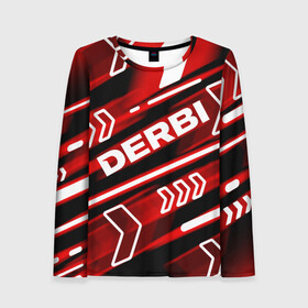 Женский лонгслив 3D с принтом DERBI / ДЕРБИ / SPORT в городе Новоалтайск, 100% полиэстер | длинные рукава, круглый вырез горловины, полуприлегающий силуэт | derbi | gp1 | motorcycle | motosport | predator | racing | senda | speed | sport | байк | гонки | двигатель | дерби | мото | мотокросс | мотоспорт | мототриал | мотоцикл | предатор. | сенда | скорость | спорт