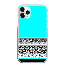 Чехол для iPhone 11 Pro матовый с принтом Цветочный бирюзовый  узор  в городе Новоалтайск, Силикон |  | Тематика изображения на принте: абстрактный | бирюзовый | девушкам | детский | кайма | летний | неоновый | ромашки | цветы | черный и белый