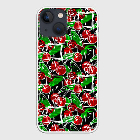 Чехол для iPhone 13 mini Абстрактный узор спелая вишня: в городе Новоалтайск, | | вишня | детский | зеленый | красная вишня | красный | летний узор | лето | ягодный принт | ягоды