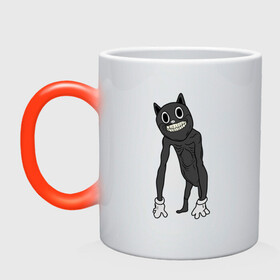 Кружка хамелеон с принтом Cartoon Cat / Мультяшный кот в городе Новоалтайск, керамика | меняет цвет при нагревании, емкость 330 мл | angry cat | cartoon cat | cat | crazy | horror | kitty | monster | siren head | sirenhead | безумный | злой кот | картун кет | картун кэт | котик | кошак | монстр | мультяшный кот | сирен хеад | сиреноголовый | улыбка | хоррор