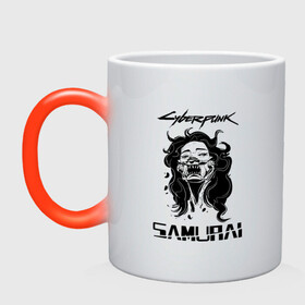 Кружка хамелеон с принтом SAMURAI | CYBERPUNK 2077 в городе Новоалтайск, керамика | меняет цвет при нагревании, емкость 330 мл | Тематика изображения на принте: cd project red | cyberpunk 2077 | demon | keanu reeves | samurai | vi | арасака | ви | демон | киану ривз | киберпанк 2077 | найт сити | самураи
