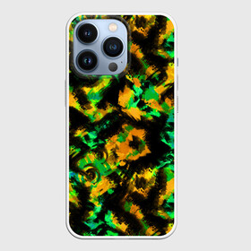 Чехол для iPhone 13 Pro с принтом Абстрактный желто зеленый узор в городе Новоалтайск,  |  | Тематика изображения на принте: абстрактный | желтый | зеленый | камуфляж | мужской | популярный | размытый узор | современный | черный