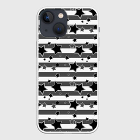 Чехол для iPhone 13 mini с принтом Черно белый полосатый узор в городе Новоалтайск,  |  | звезды | молодежный | мужской | популярный | серый | современный | черный и белый