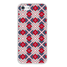 Чехол для iPhone 5/5S матовый с принтом Красно-синий плед -клетка в городе Новоалтайск, Силикон | Область печати: задняя сторона чехла, без боковых панелей | абстрактный | геометрический | красный | плед | пэчворк | синий | современный | этнический