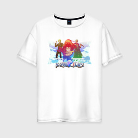 Женская футболка хлопок Oversize с принтом Мугивары One Piece в городе Новоалтайск, 100% хлопок | свободный крой, круглый ворот, спущенный рукав, длина до линии бедер
 | зоро | луффи | небо | санджи | соломенная шляпа