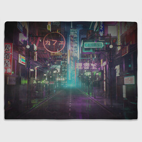 Плед 3D с принтом Neon Tokyo в городе Новоалтайск, 100% полиэстер | закругленные углы, все края обработаны. Ткань не мнется и не растягивается | anime | cyber | cyberpunk | japan | japanese | neon | retro | retro wave | road | street | tokyo | wave | аниме | дорога | иероглифы | кибер | киберпанк | неон | неоновый | ночной токио | ночь | ретро | свет | токио | улица | уличный | эстетика