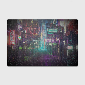 Головоломка Пазл магнитный 126 элементов с принтом Neon Tokyo в городе Новоалтайск, полимерный материал с магнитным слоем | 126 деталей, размер изделия —  180*270 мм | anime | cyber | cyberpunk | japan | japanese | neon | retro | retro wave | road | street | tokyo | wave | аниме | дорога | иероглифы | кибер | киберпанк | неон | неоновый | ночной токио | ночь | ретро | свет | токио | улица | уличный | эстетика