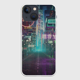 Чехол для iPhone 13 mini с принтом Neon Tokyo в городе Новоалтайск,  |  | Тематика изображения на принте: anime | cyber | cyberpunk | japan | japanese | neon | retro | retro wave | road | street | tokyo | wave | аниме | дорога | иероглифы | кибер | киберпанк | неон | неоновый | ночной токио | ночь | ретро | свет | токио | улица | уличный | эстетика