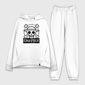 Женский костюм хлопок Oversize с принтом Веселый Роджер One Piece. Большой куш в городе Новоалтайск,  |  | anime | manga | one piece | аниме | большой куш | ван пис | весёлый роджер | вон пис | король пиратов | логотип | манга | монки д. луффи | мугивары | перекрещённый костями | пират | пиратский флаг